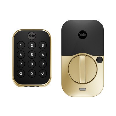 Yale Pro 2 Key Free Pushbutton Keypad Lock with Z-Wave Plus, Lifetime Brass